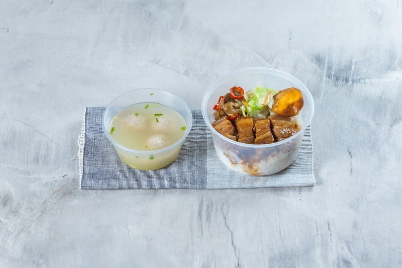 控肉饭套餐 Braised Pork Rice Set - Bei Tou Squid Snack (Golden Triangle)